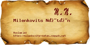 Milenkovits Nátán névjegykártya